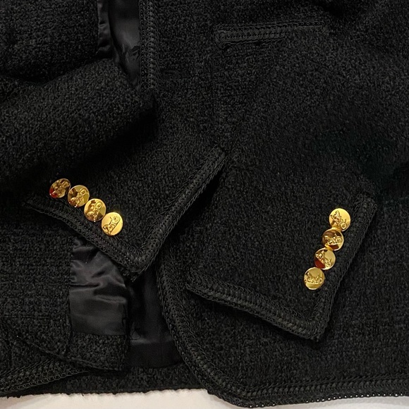 Black Tweed Wool Blend Cropped Women’s Blazer size S - Picture 12 of 16